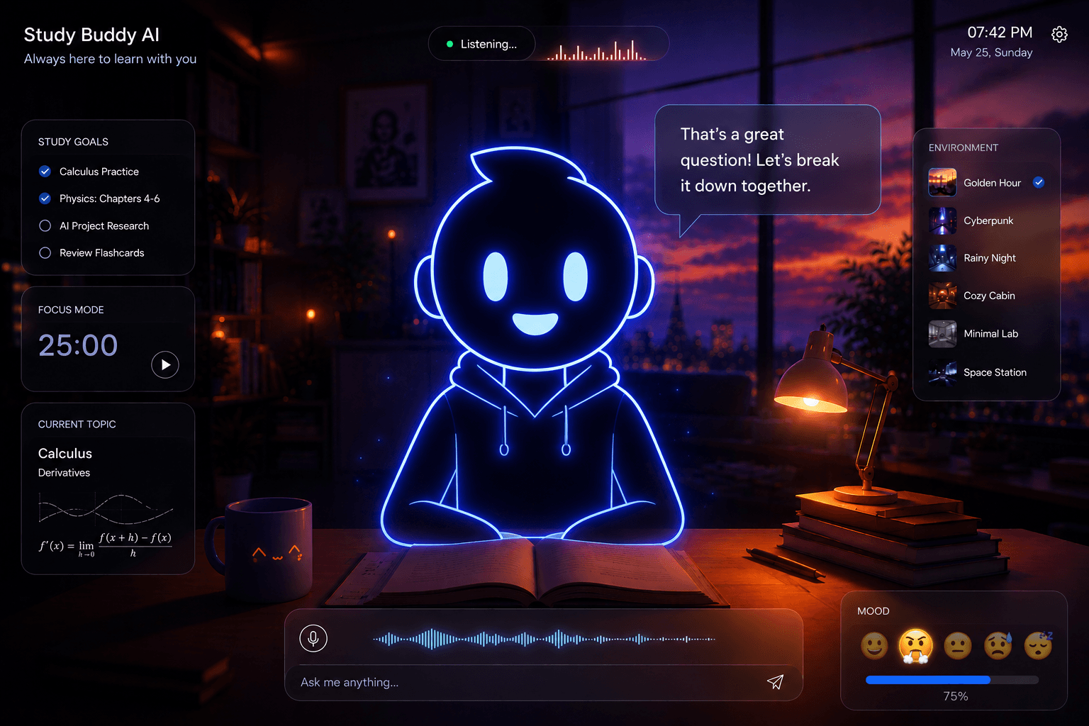 StudyBuddy AI immersive study room